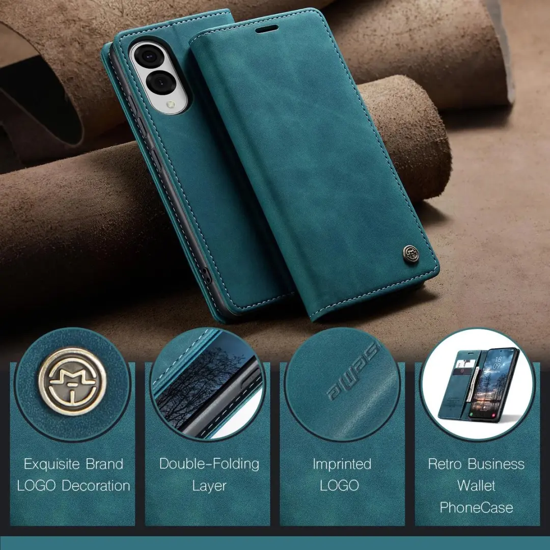 Caseme Retro Texture Book Wallet Hoesje - Samsung Galaxy S25 Edge - Blauw