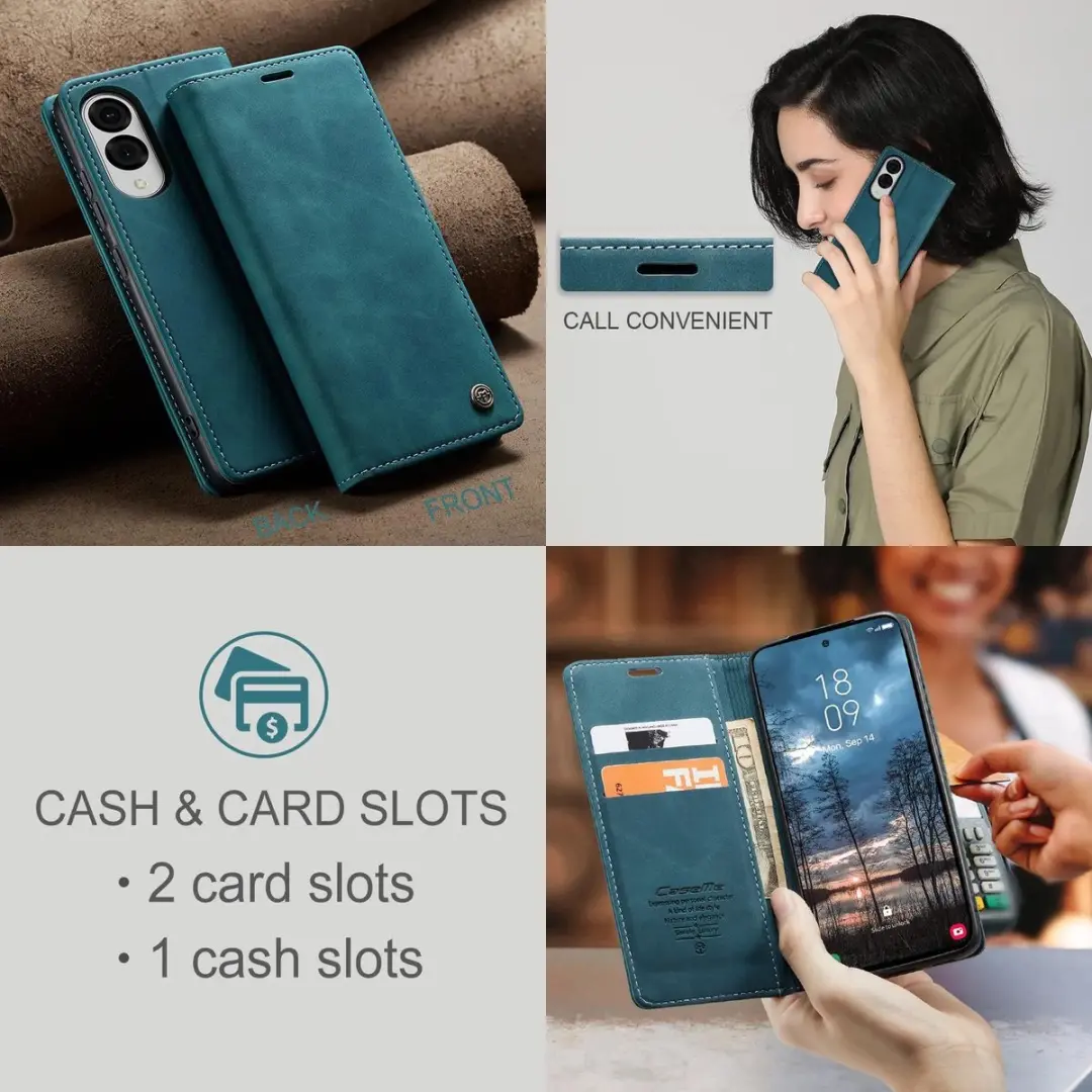 Caseme Retro Texture Book Wallet Hoesje - Samsung Galaxy S25 Edge - Blauw