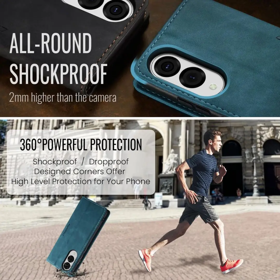 Caseme Retro Texture Book Wallet Hoesje - Samsung Galaxy S25 Edge - Blauw
