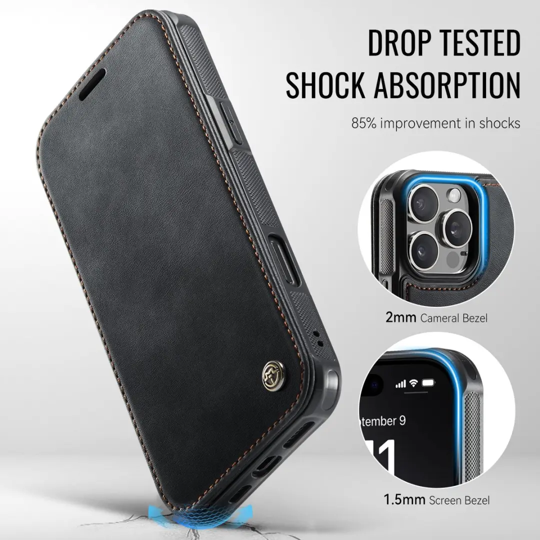 CaseMe 053 Slim Book Case iPhone 14 Pro Max - MagSafe - 3 Pasjes - Zwart