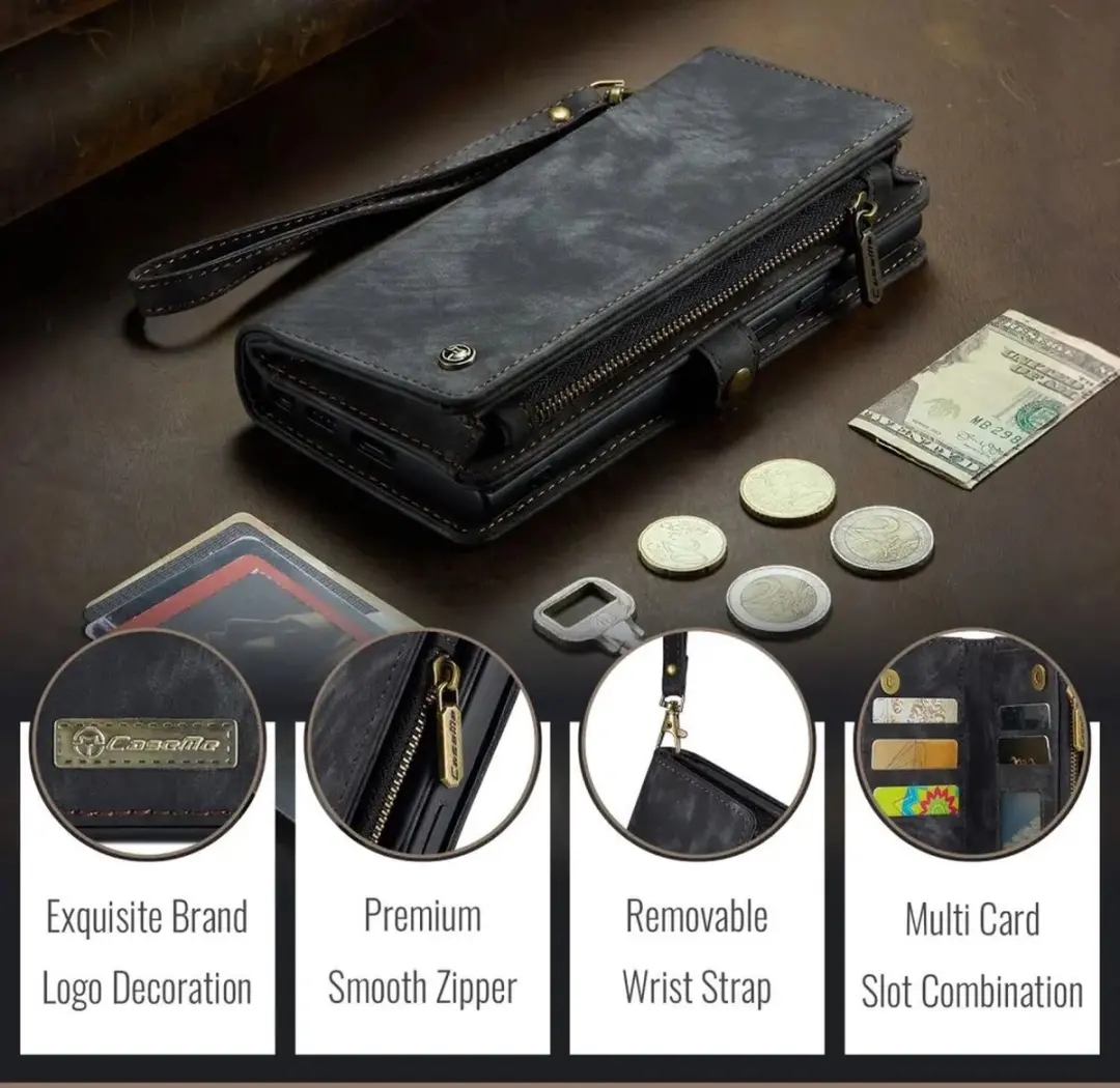 Caseme 008 iPhone 16/17 Book Case & Back Cover - 3 Pasjes - Zwart