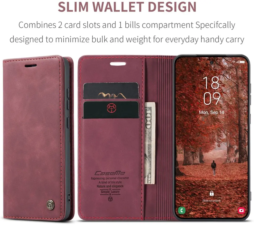 Caseme 013 Book Case Hoesje Samsung Galaxy S26 Plus - Bordeaux