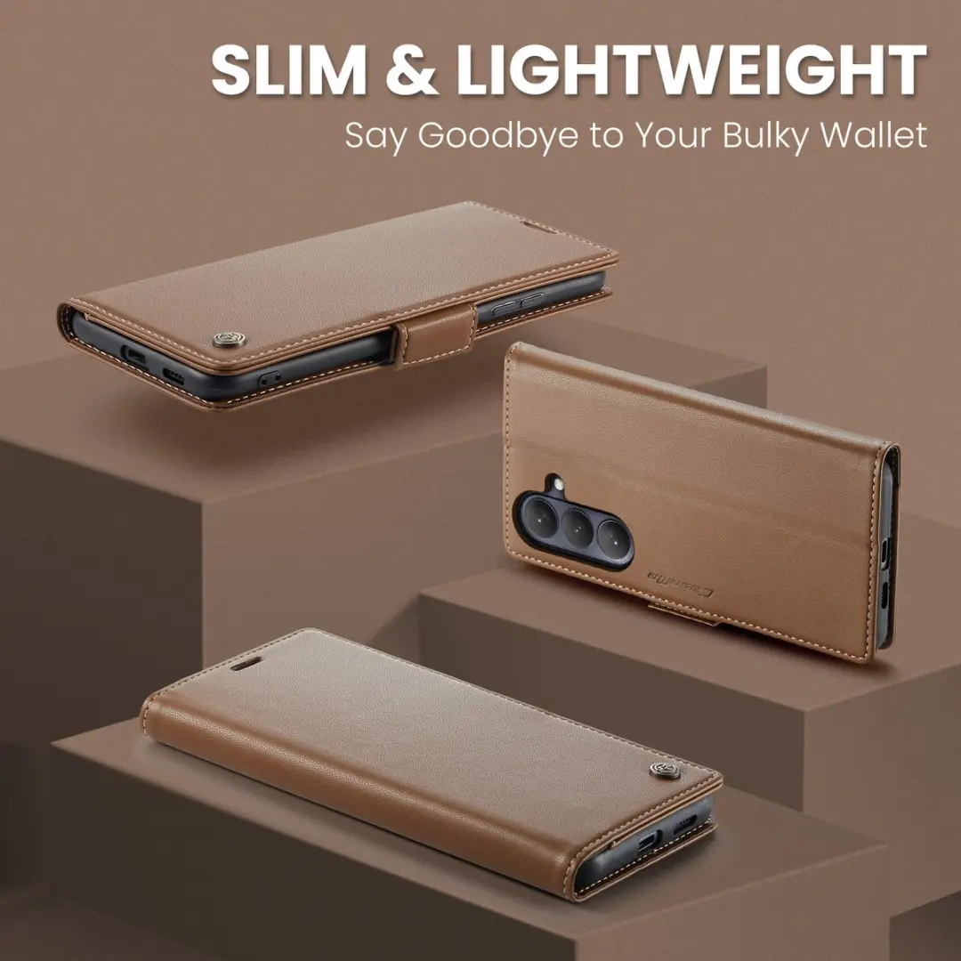Caseme PU-leer Bookcase Hoes Samsung Galaxy S26 - 3 Pasjes - Bruin