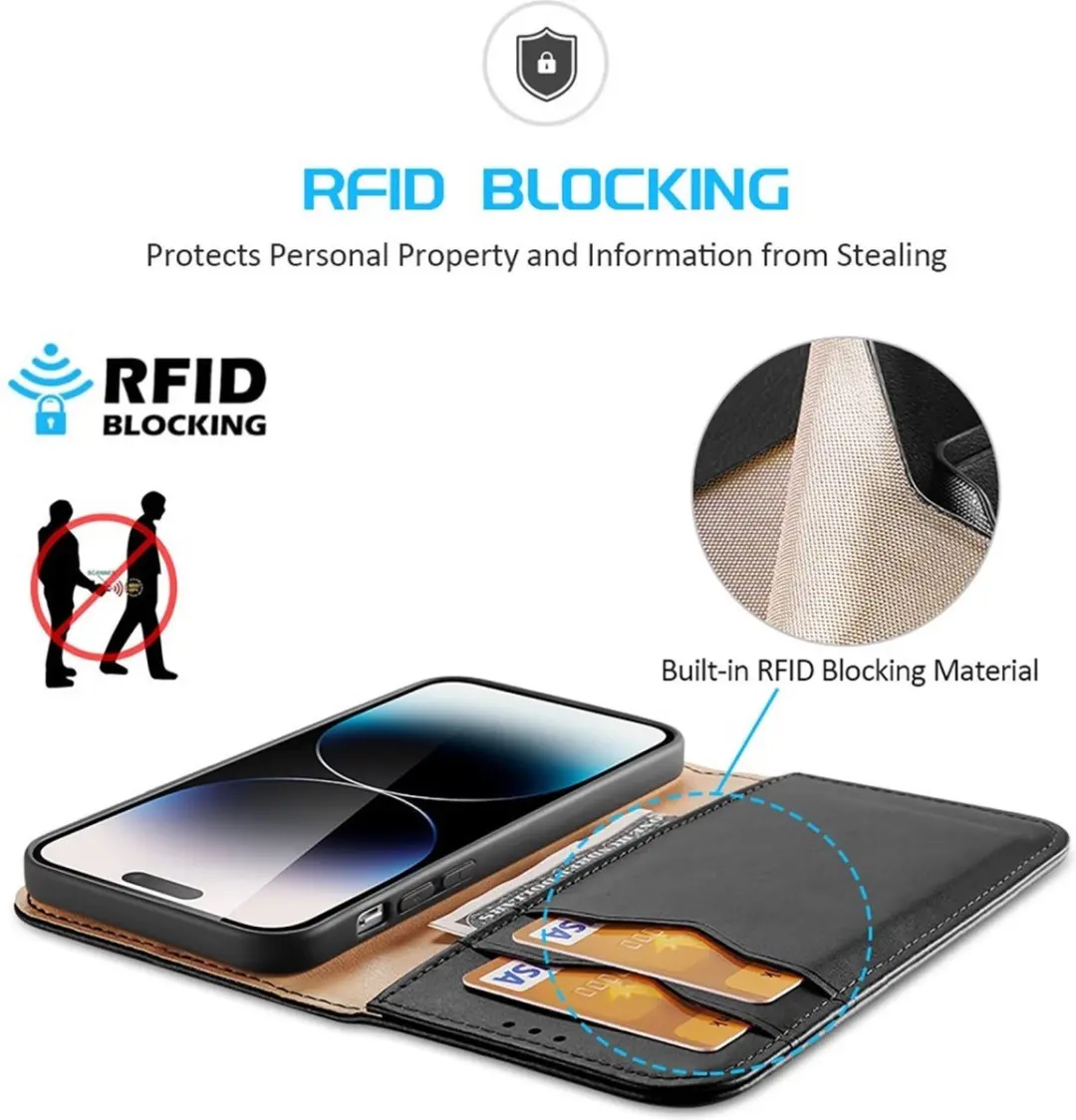 Dux Ducis Hivo Series iPhone 15 Pro Max Hoesje - 3 Pasjes - Zwart