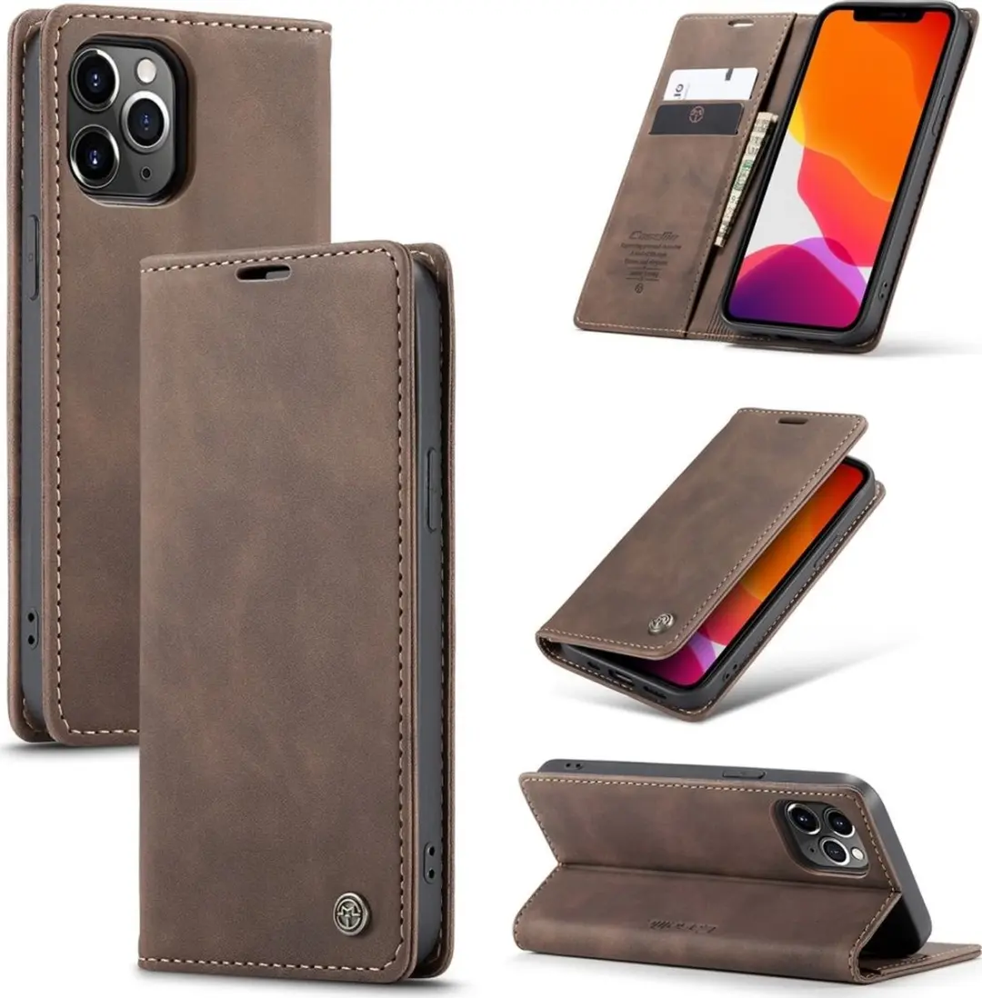 Caseme Bookcase Hoesje 580586 - iPhone 12 Pro Max - 2 Pasjes - Bruin