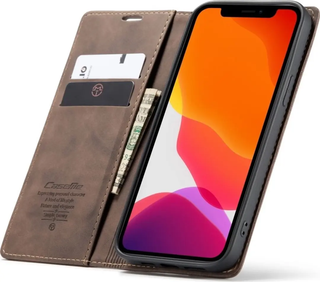 Caseme Bookcase Hoesje 580586 - iPhone 12 Pro Max - 2 Pasjes - Bruin