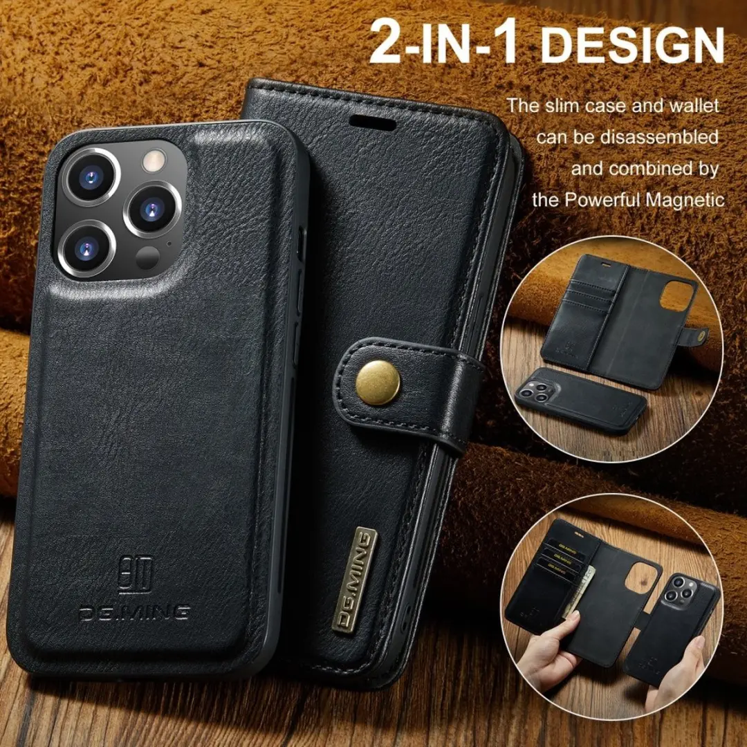 DG.MING iPhone 16 Pro Hoesje 2-in-1 Book Case - Zwart
