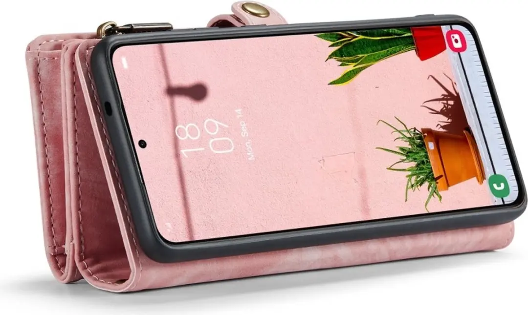 Caseme Galaxy S25 Vintage Hoes Roze - 8 Pasjes