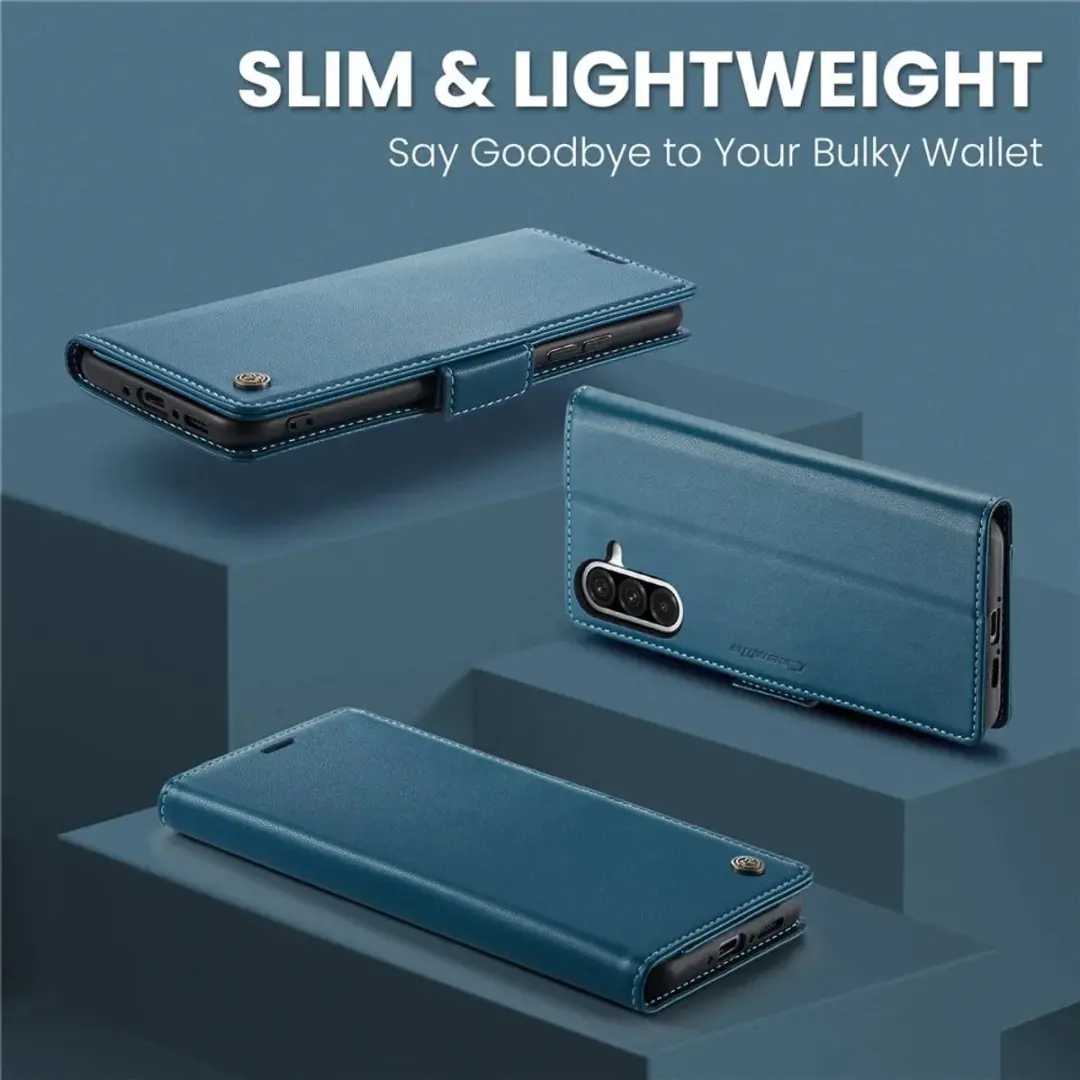 Caseme Litchi Texture Book Wallet Hoesje Samsung Galaxy A36 - Blauw
