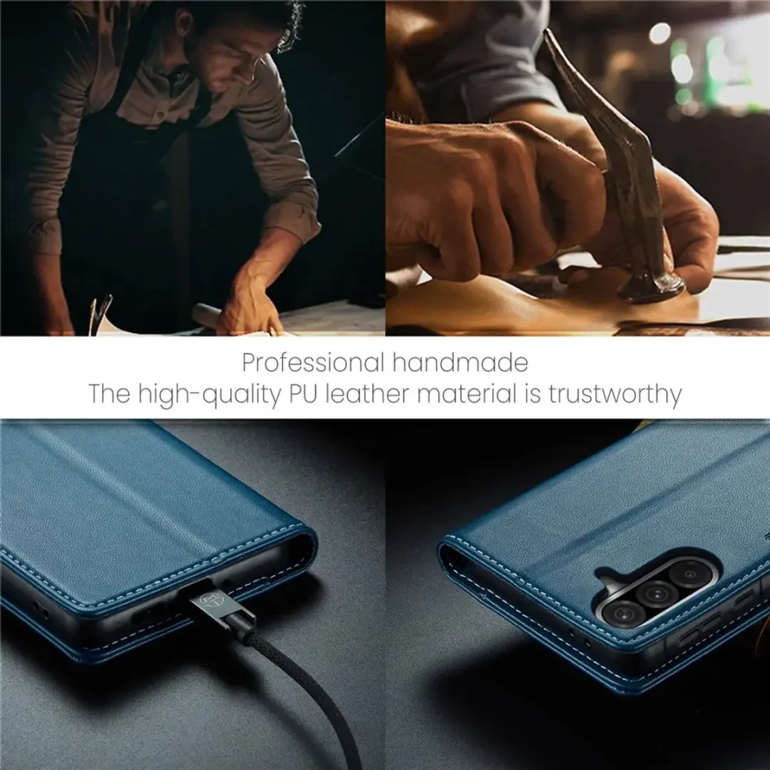 Caseme Litchi Texture Book Wallet Hoesje Samsung Galaxy A36 - Blauw