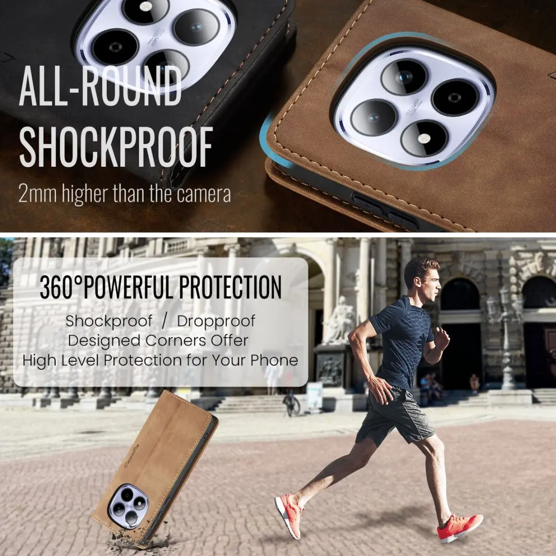 Caseme 013 Book Case Hoesje Xiaomi Redmi Note 15 Pro 5G - Bruin