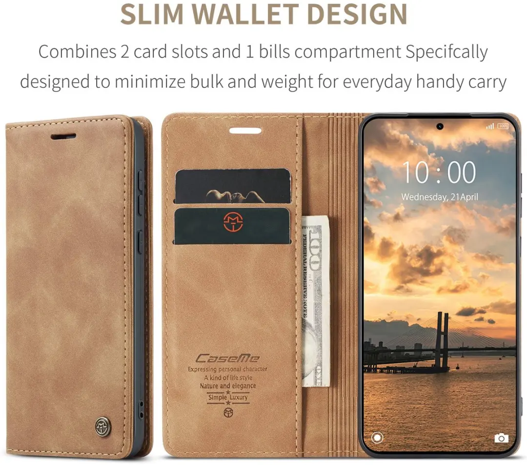 Caseme 013 Book Case Hoesje Xiaomi Redmi Note 15 Pro 5G - Bruin