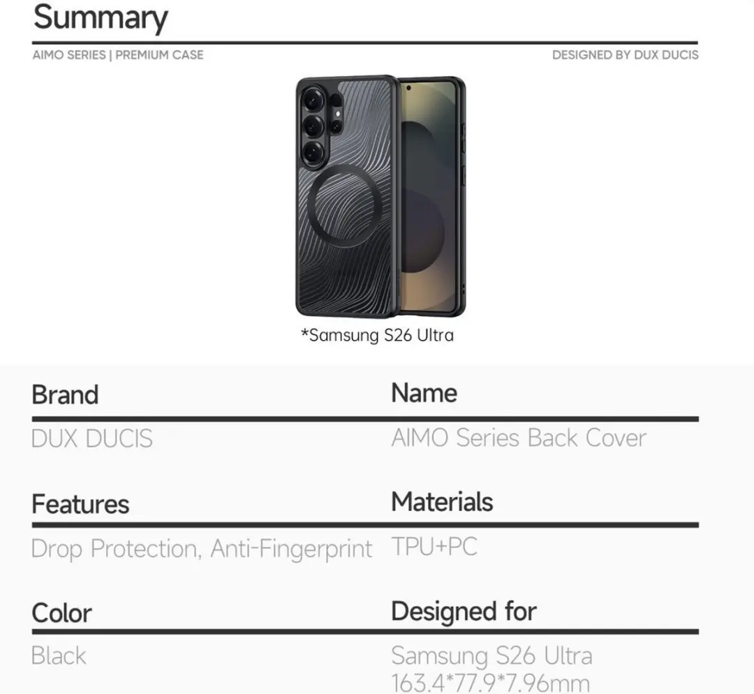 Dux Ducis Aimo Hoesje Samsung Galaxy S26 Ultra - Matte Zwart