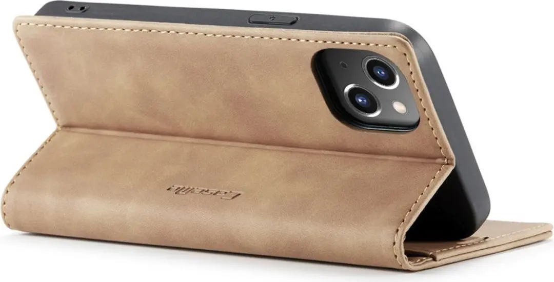 Caseme Bookcase iPhone 15 Plus Beige - 2 Pasjes