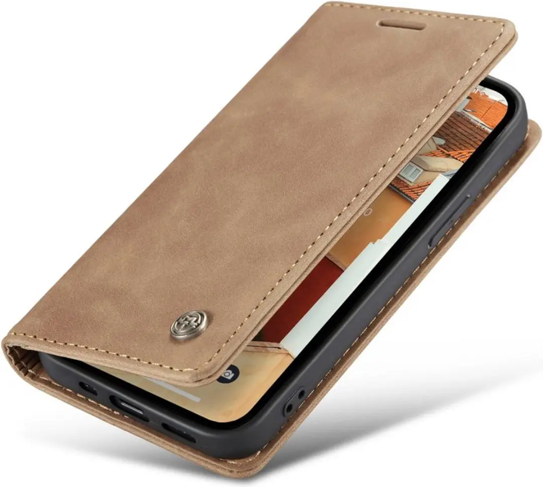 Caseme Bookcase iPhone 15 Plus Beige - 2 Pasjes