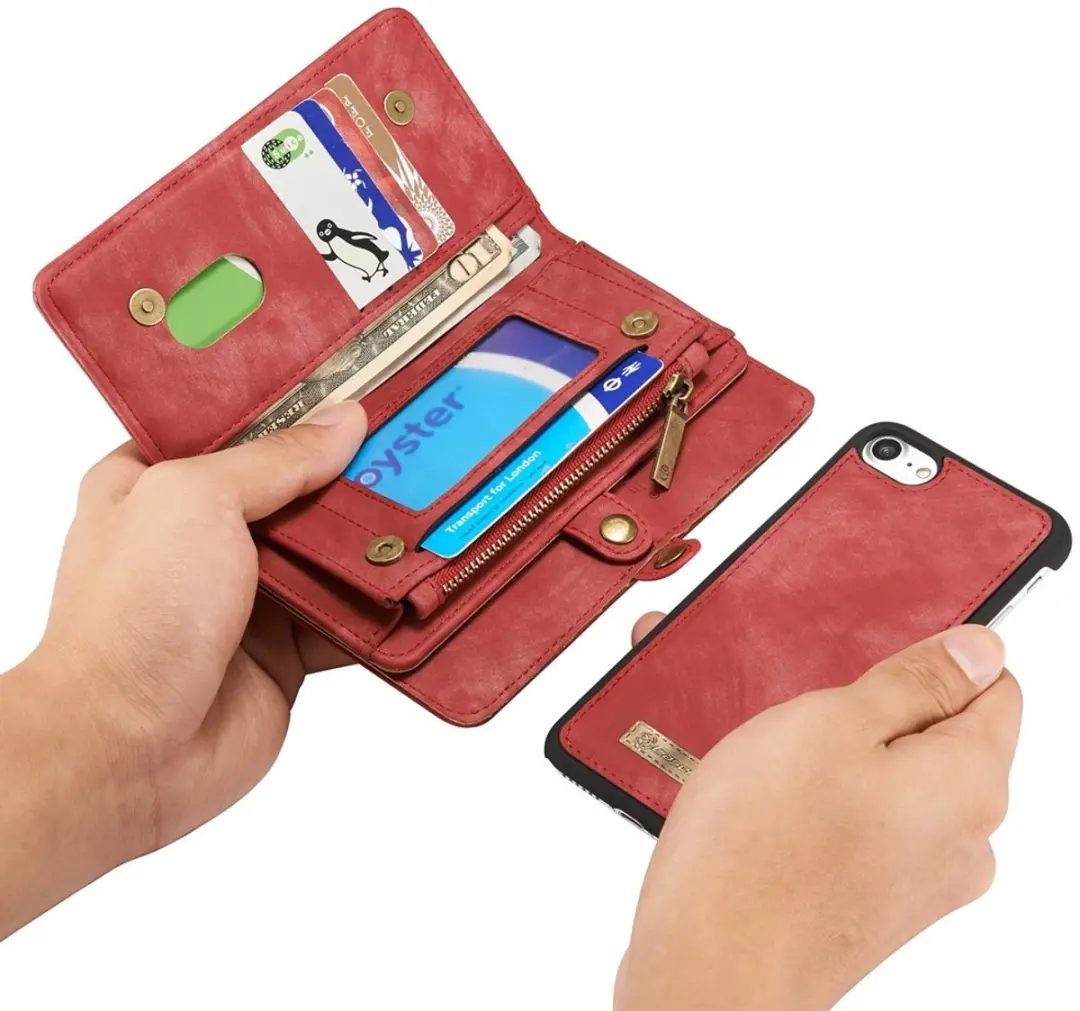 CaseMe 008 2-in-1 Book Case iPhone 7/8/SE - Rood - 8 Pasjes