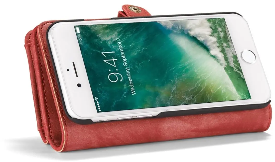 CaseMe 008 2-in-1 Book Case iPhone 7/8/SE - Rood - 8 Pasjes - afbeelding 6 van 6