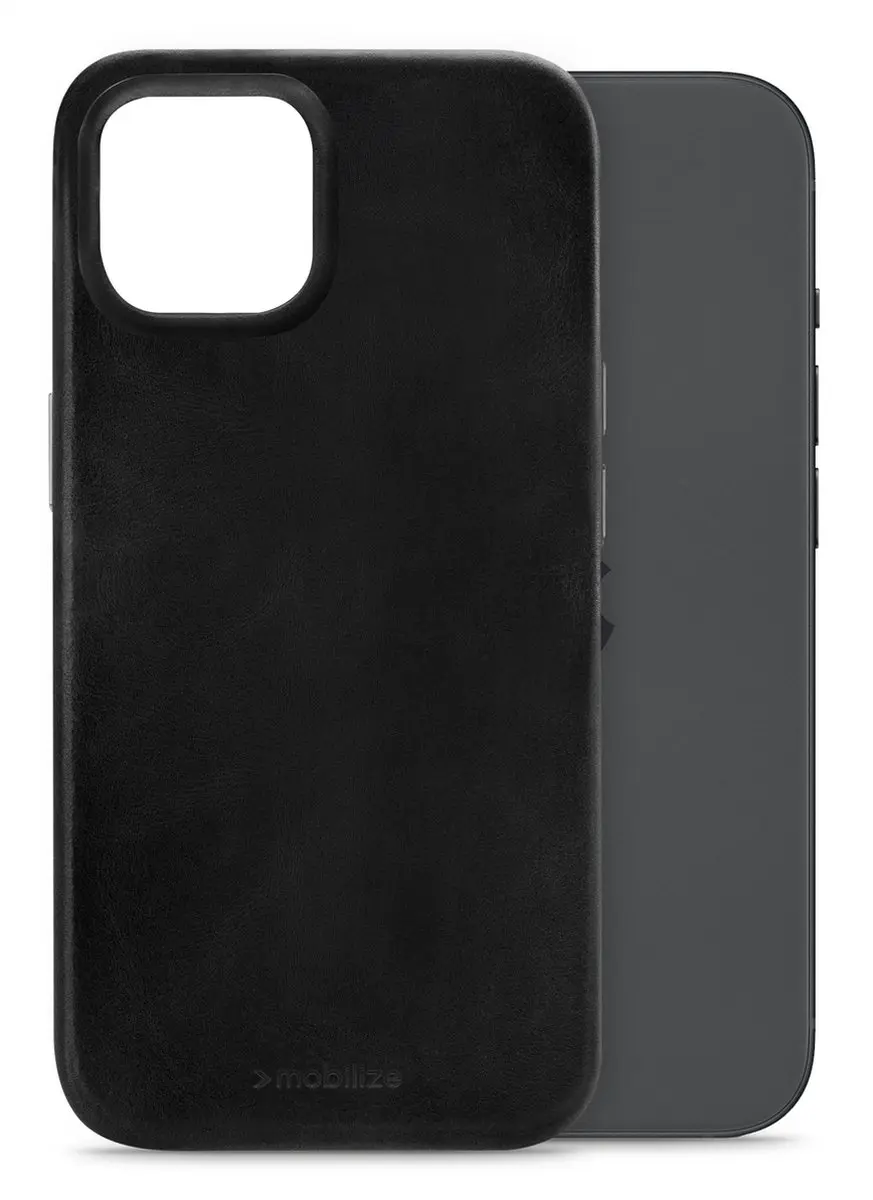 Mobilize Hoesje iPhone 15 MagSafe Echt Leer - Zwart MOB-MCPLCB-IPH15