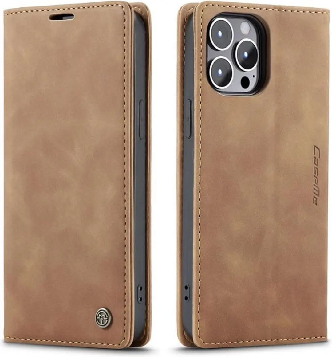 CaseMe iPhone 13 Pro Max Wallet Book Case IP13PM-36 - Licht Bruin