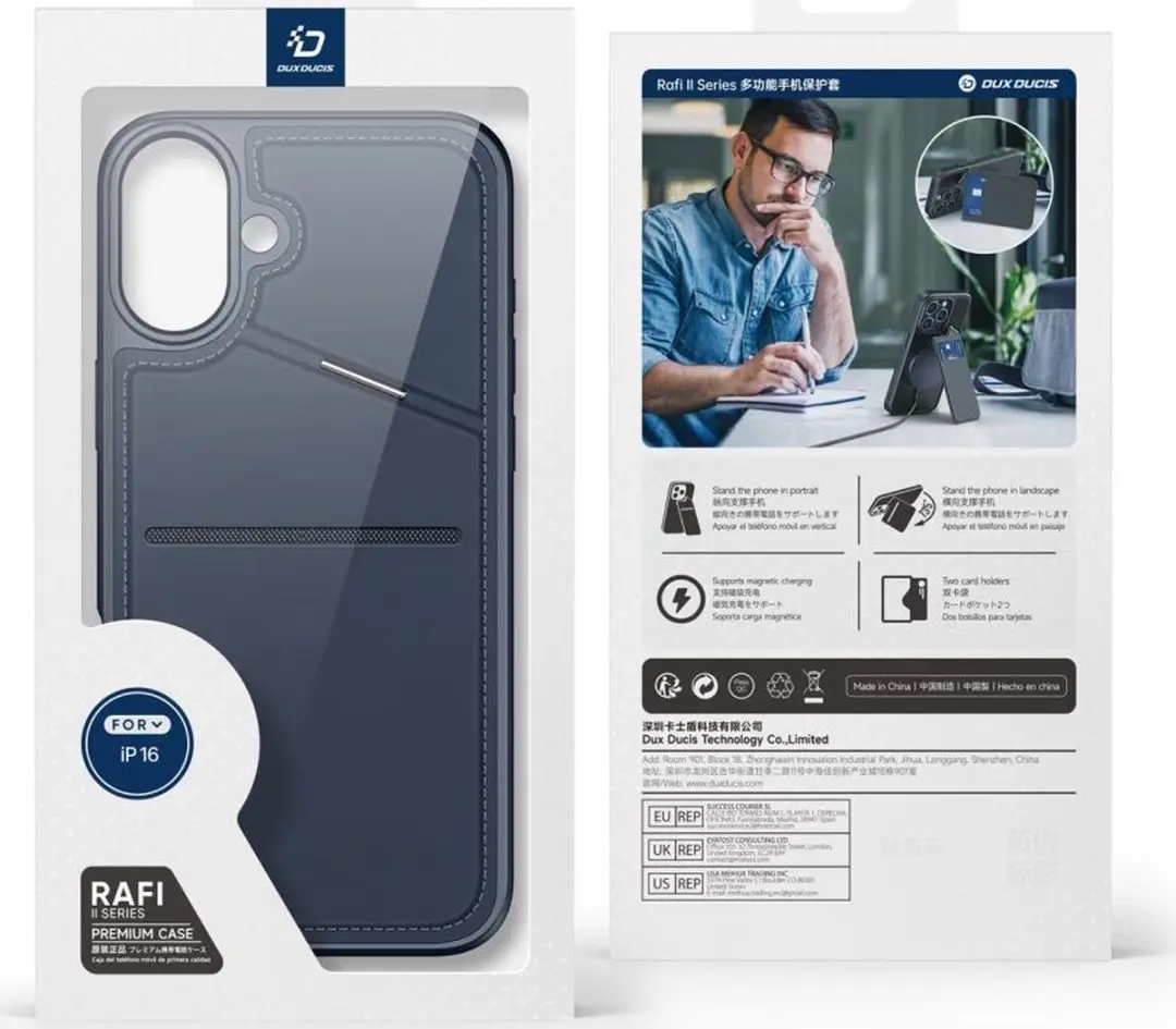 Dux Ducis Rafi Series iPhone 16 Hoesje - Donker Blauw