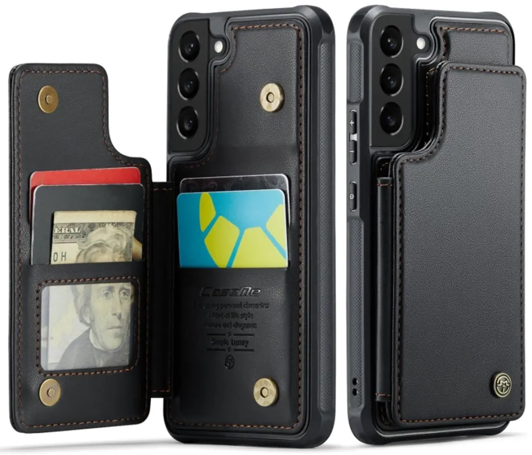 Caseme Luxe Portemonnee Backcover Galaxy S21 FE - Anti-RFID - 4 Pasjes - Zwart