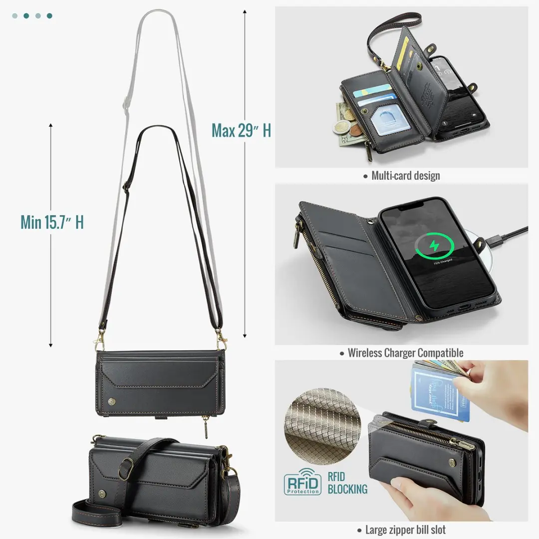 Caseme Hoesje iPhone 16e Portemonnee - 8 Pasjes - Zwart CSM-AI16EB