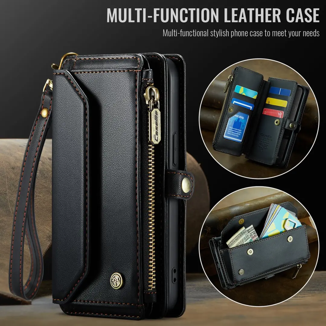Caseme Hoesje iPhone 16e Portemonnee - 8 Pasjes - Zwart CSM-AI16EB