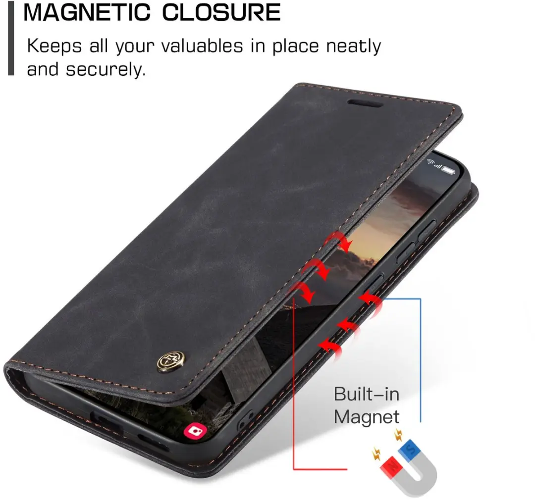 Caseme 013 Book Case Hoesje - Samsung Galaxy S26 - 2 Pasjes - Zwart - afbeelding 6 van 6