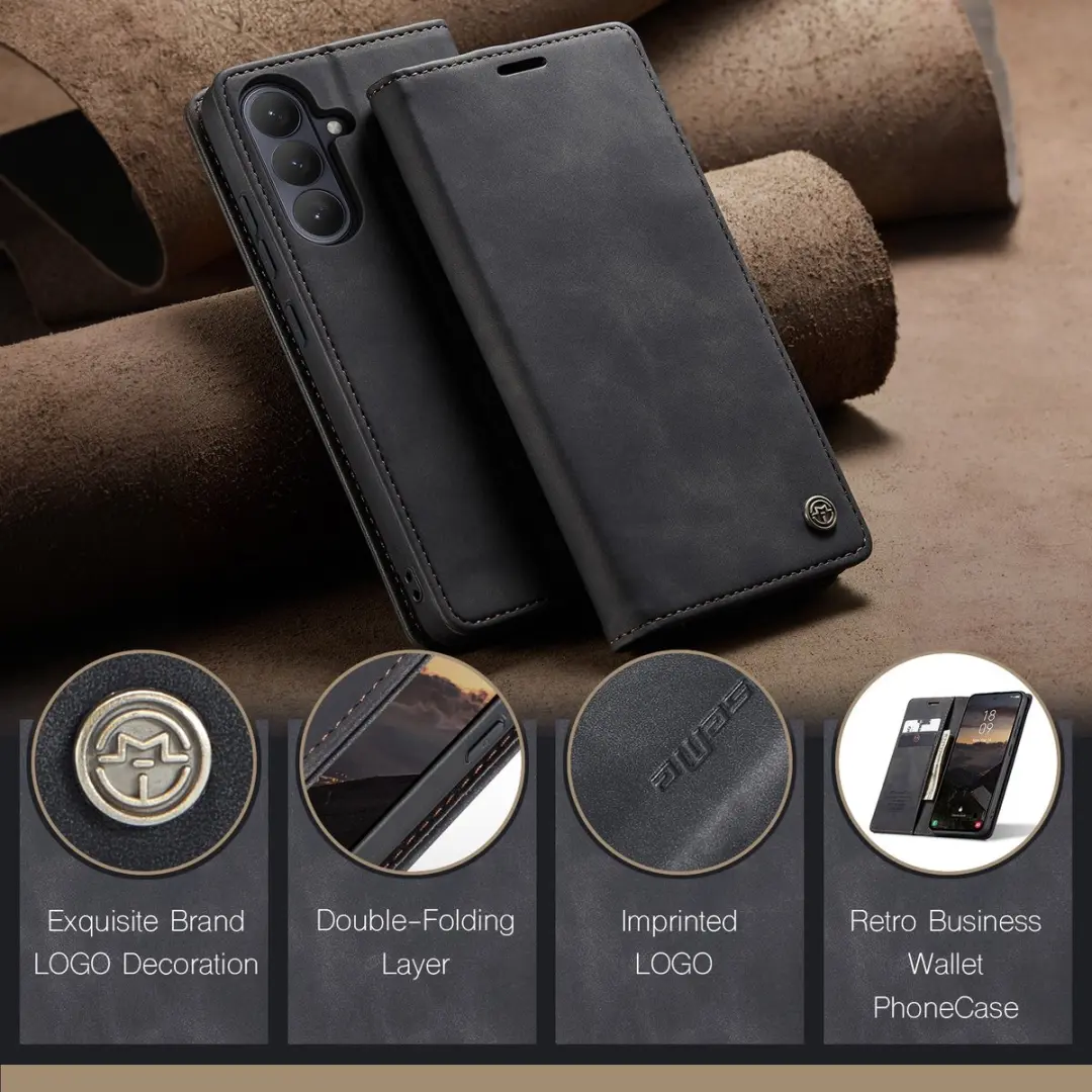 Caseme 013 Book Case Hoesje - Samsung Galaxy S26 - 2 Pasjes - Zwart