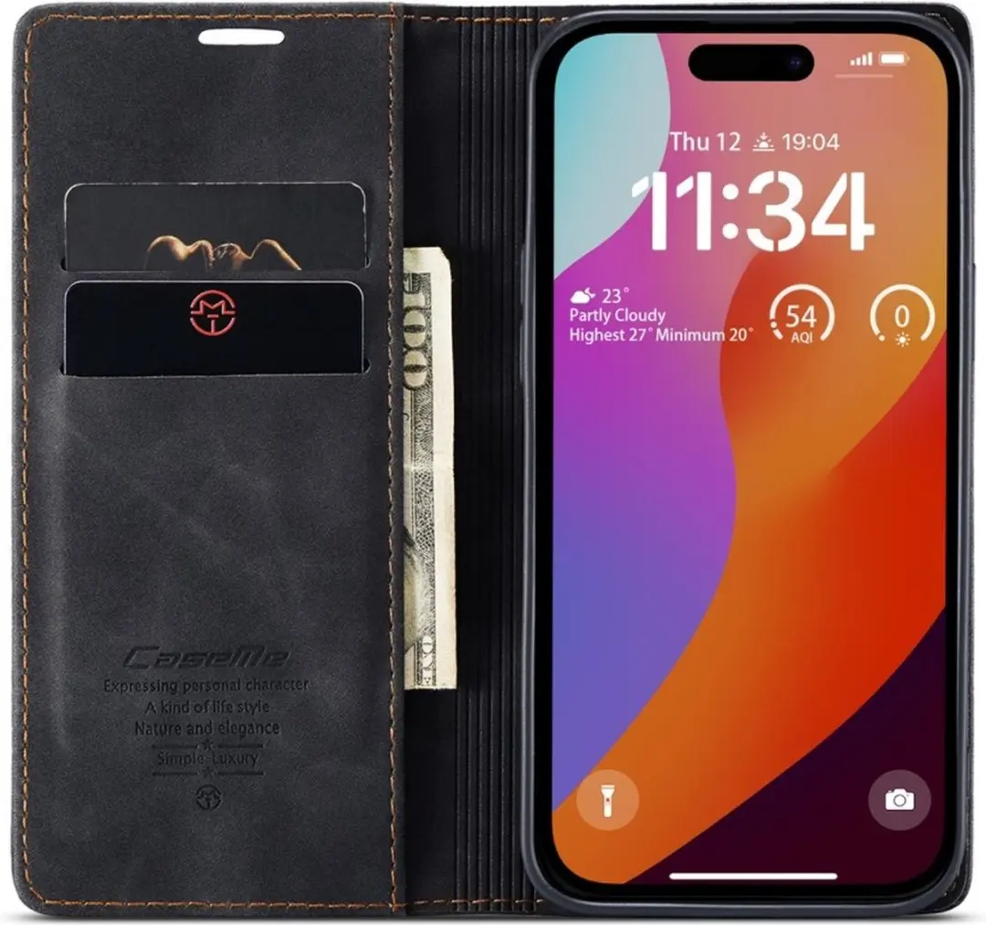 Caseme 013 Book Case iPhone 16 Pro Max Hoesje - 2 Stuks - Zwart