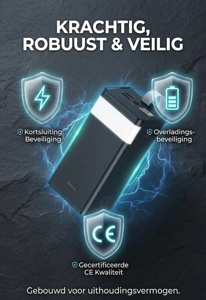 Hoco J86AB Powerbank 50.000mAh - 45W PD & QC - Zwart