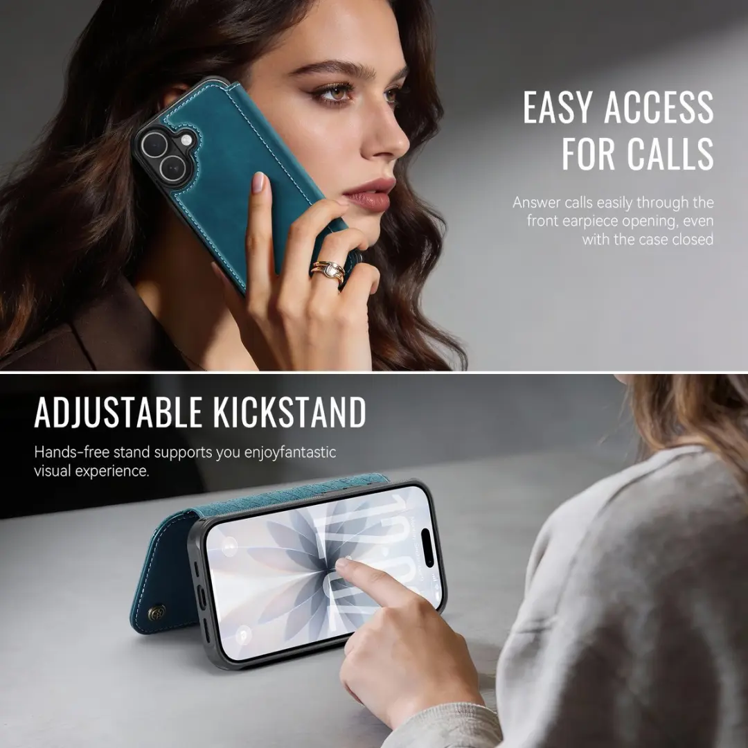 Caseme 053 Slim Book Case iPhone 16 Hoesje - Blauw - 3 Pasjes
