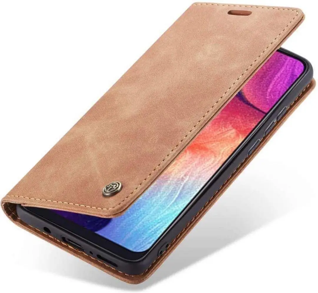 Caseme Book Case A505-35 Hoesje - Samsung Galaxy A50/A30s - 2 Pasjes - Licht Bruin