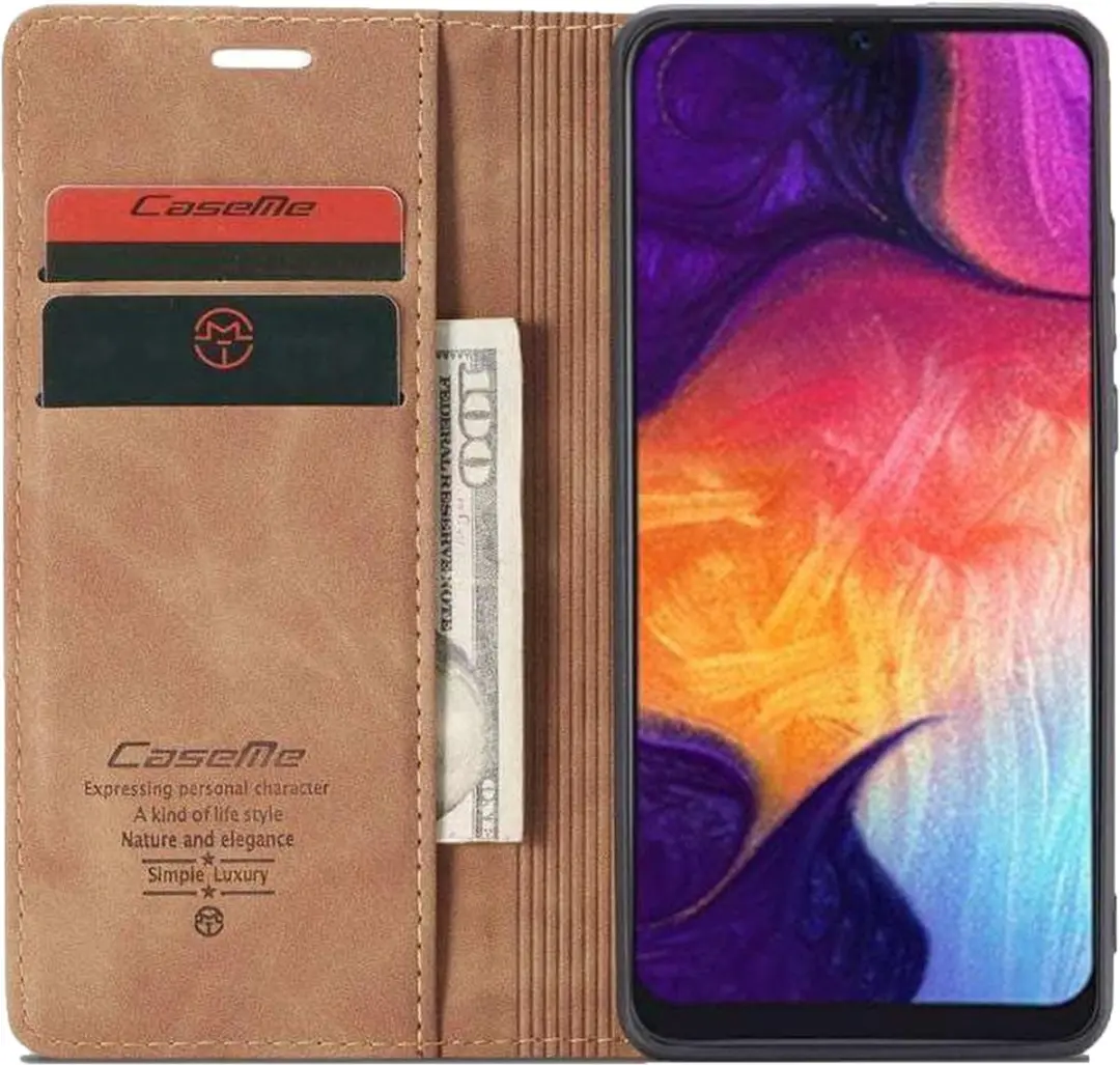 Caseme Book Case A505-35 Hoesje - Samsung Galaxy A50/A30s - 2 Pasjes - Licht Bruin