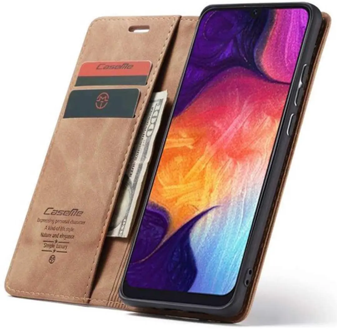 Caseme Book Case A505-35 Hoesje - Samsung Galaxy A50/A30s - 2 Pasjes - Licht Bruin