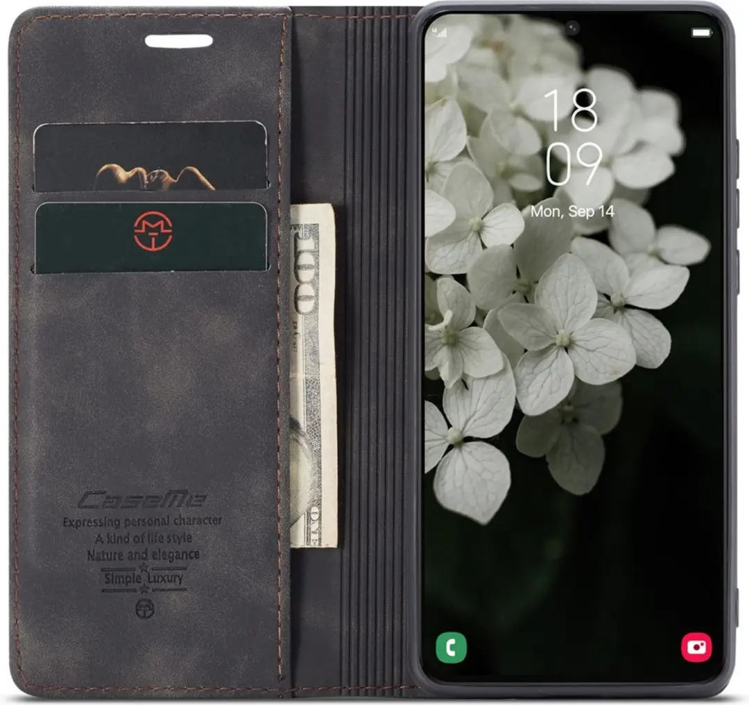 Caseme 013 Book Case Hoesje - Samsung Galaxy S22 Plus - 2 Pasjes - Zwart