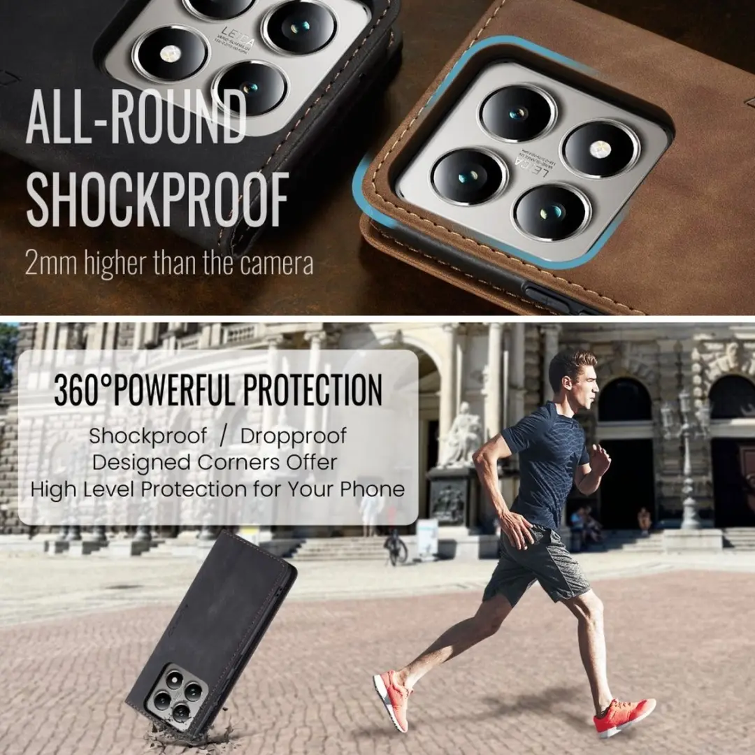 Caseme 013 Book Case Hoesje Xiaomi 14T Pro - 2 Pasjes - Zwart