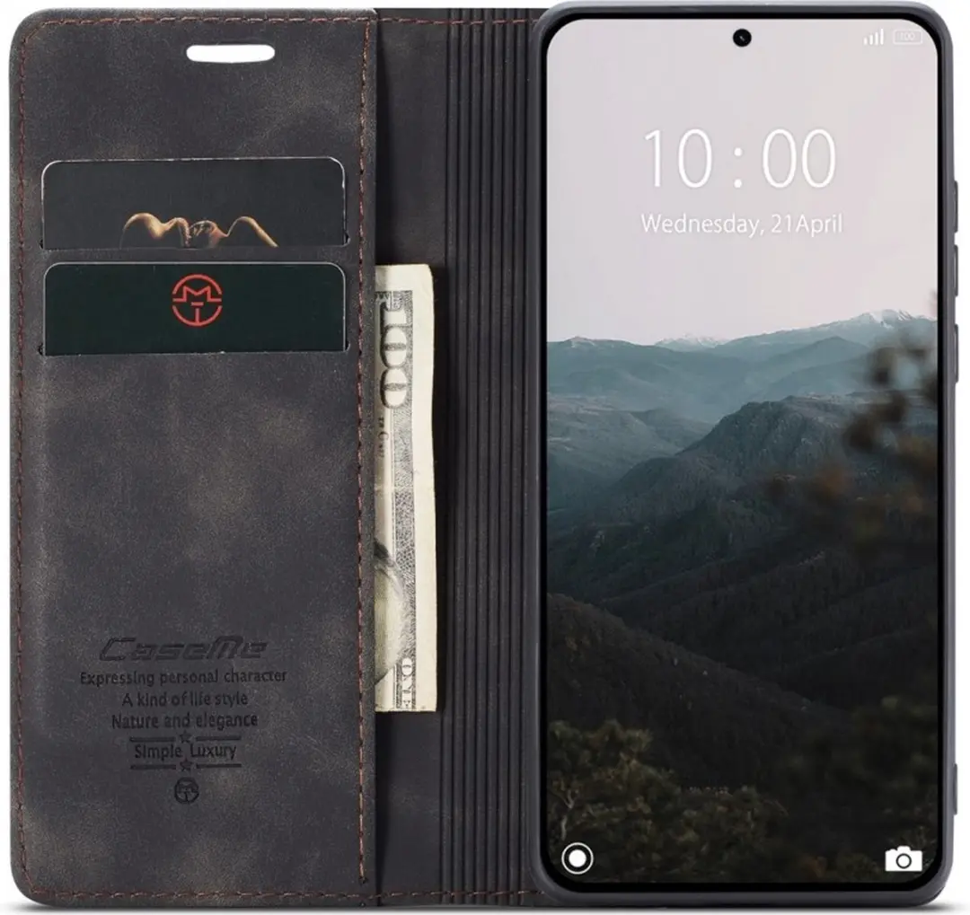 Caseme 013 Book Case Hoesje Xiaomi 14T Pro - 2 Pasjes - Zwart
