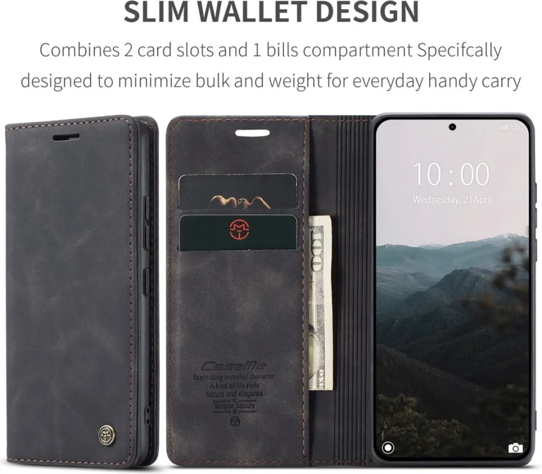 Caseme 013 Book Case Hoesje Xiaomi 14T Pro - 2 Pasjes - Zwart