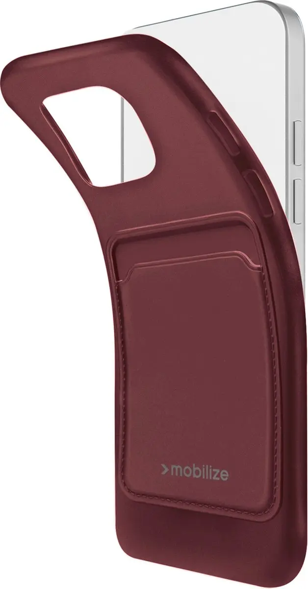 Mobilize Rubber Gelly Card iPhone 14 Pro Hoesje - Bordeaux Rood - MOB-GCCMBO-IPH14PRO