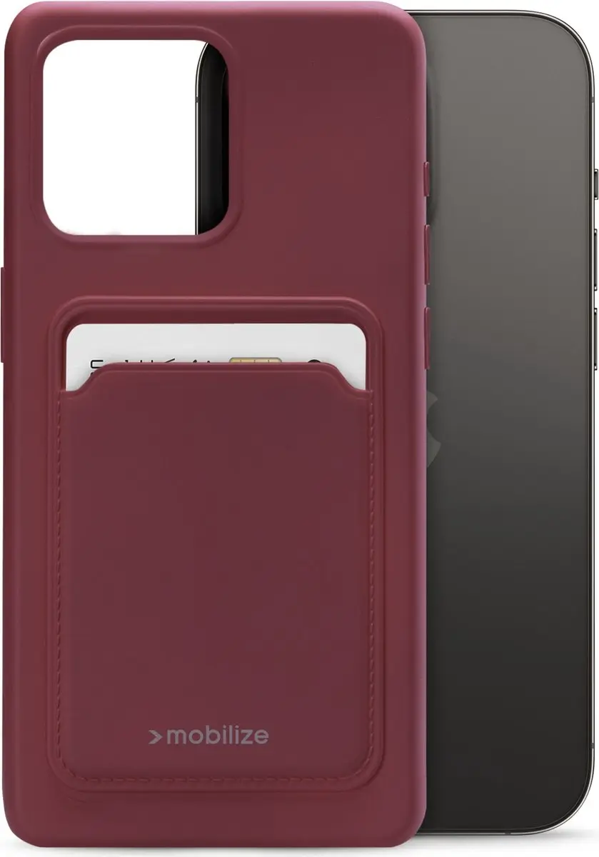 Mobilize Rubber Gelly Card iPhone 14 Pro Hoesje - Bordeaux Rood - MOB-GCCMBO-IPH14PRO