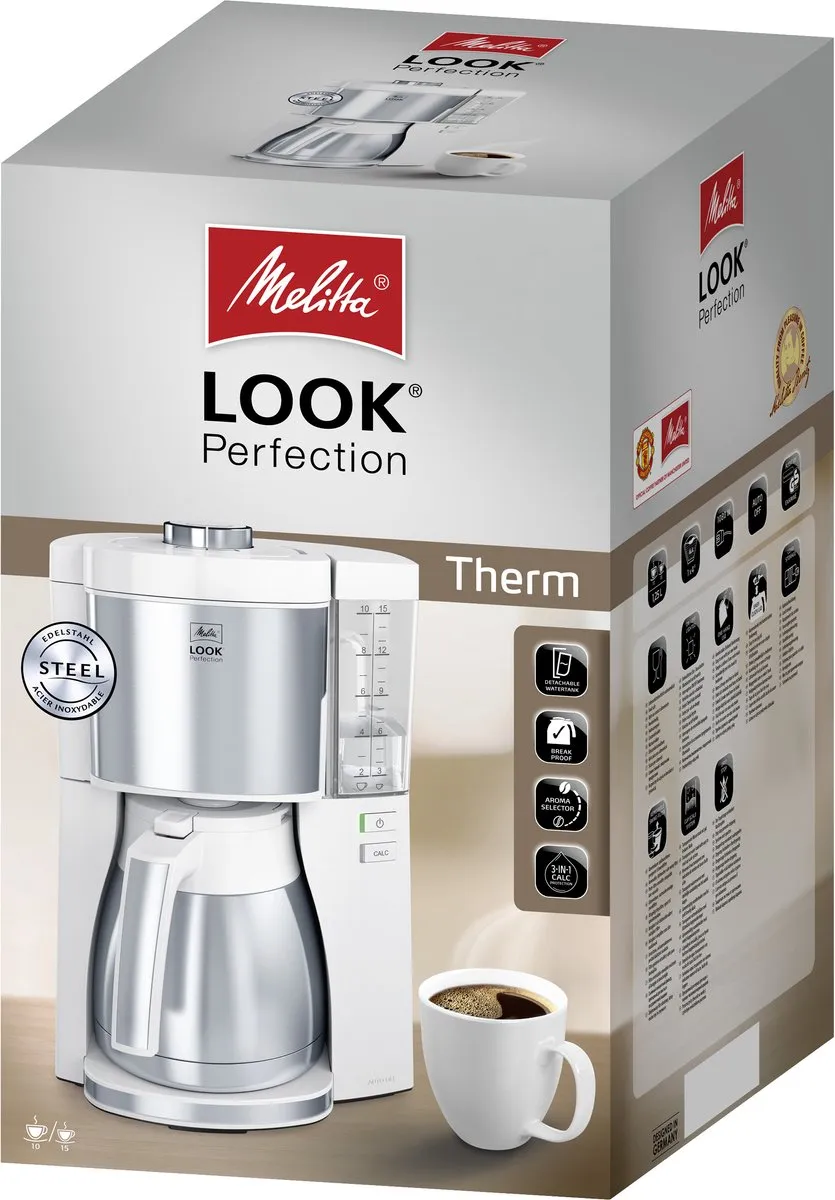 Melitta Look Therm Perfection 1025-15 Koffiezetapparaat - 10 Kopjes - 1,25L - Wit