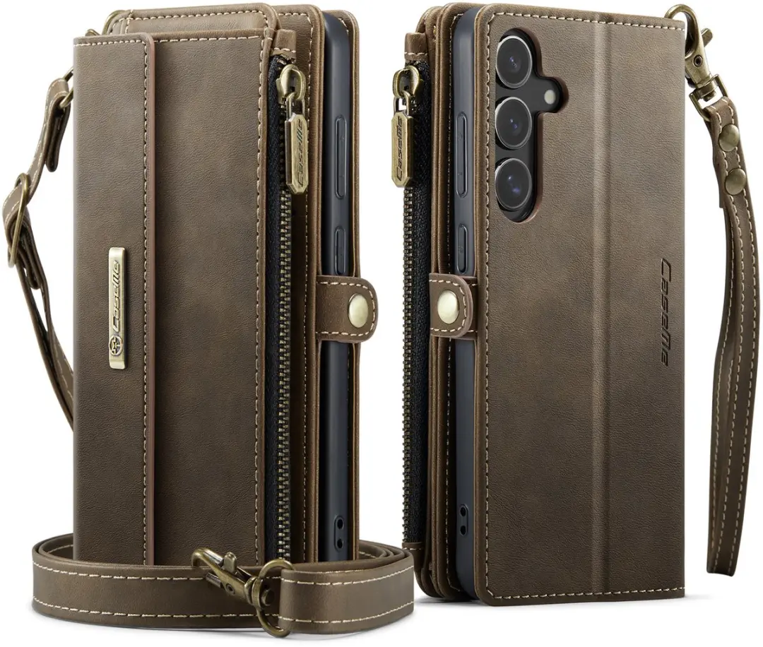 Caseme Samsung Galaxy S25 FE Hoesje Portemonnee - 9 Pasjes - Bruin