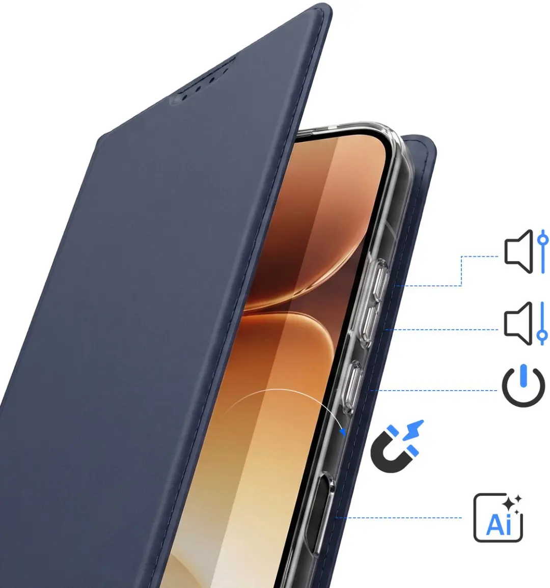 Dux Ducis Hoesje Honor 600 Pro FOLIO-PRO-BL-H600X - Nachtblauw