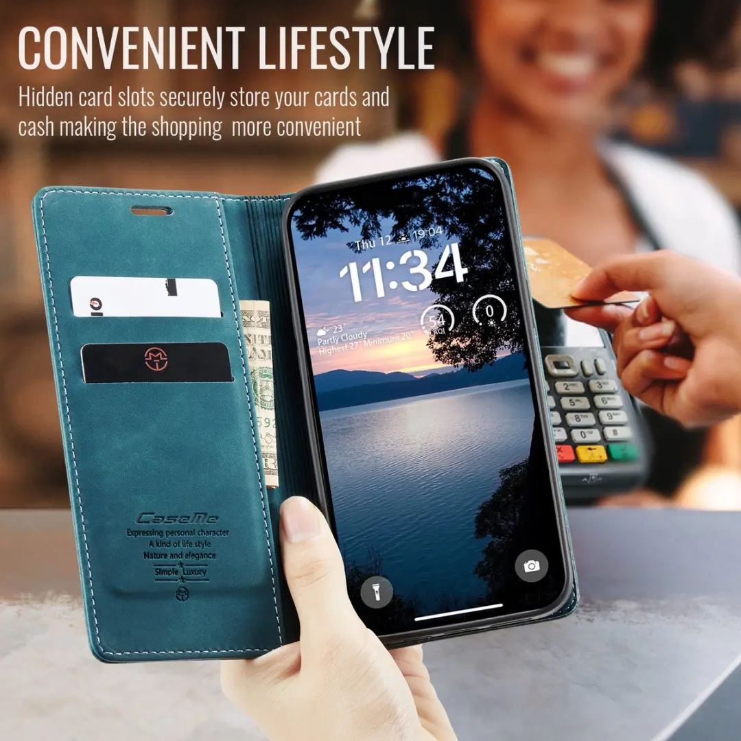 Caseme 013 Book Case Hoesje - iPhone Air - Blauw - 2 Pasjes