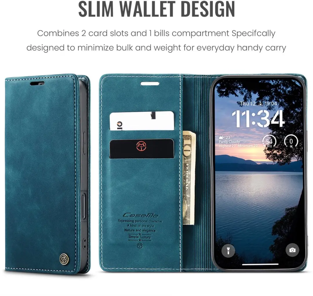 Caseme 013 Book Case Hoesje - iPhone Air - Blauw - 2 Pasjes