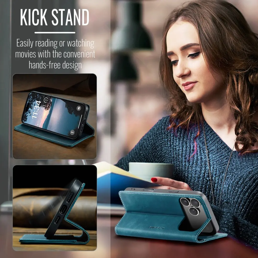 Caseme 013 Book Case Hoesje - iPhone Air - Blauw - 2 Pasjes