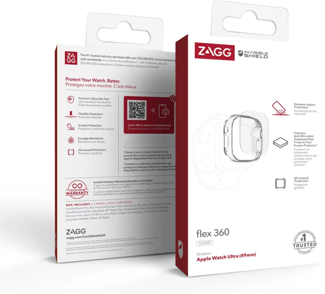 ZAGG InvisibleShield Flex 360 Apple Watch Ultra 2/Ultra 49mm - Hoesje met schermbeschermer - Antimicrobieel