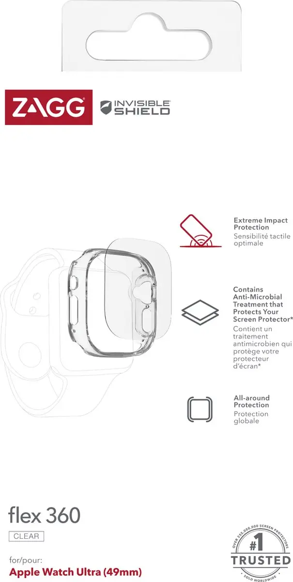 ZAGG InvisibleShield Flex 360 Apple Watch Ultra 2/Ultra 49mm - Hoesje met schermbeschermer - Antimicrobieel