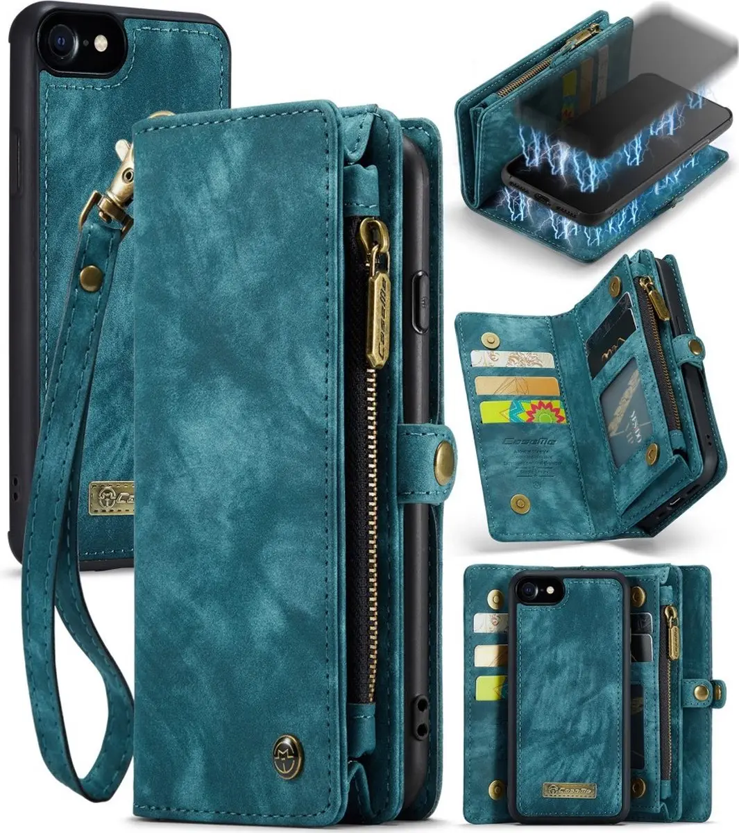 Caseme 008 iPhone Hoesje - Blauw - 8 Pasjes - afbeelding 6 van 6